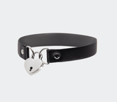 Love In Leather Heart Padlock Faux Leather Choker Default Title Collars and Leads